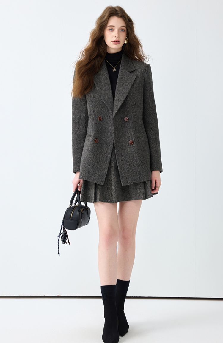 Temperament coat spring skirt a set for women