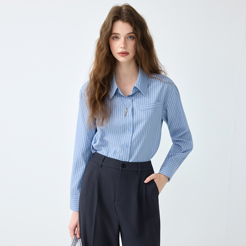 Spring and summer profession uniform blue shirt