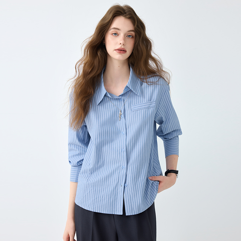 Spring and summer profession uniform blue shirt