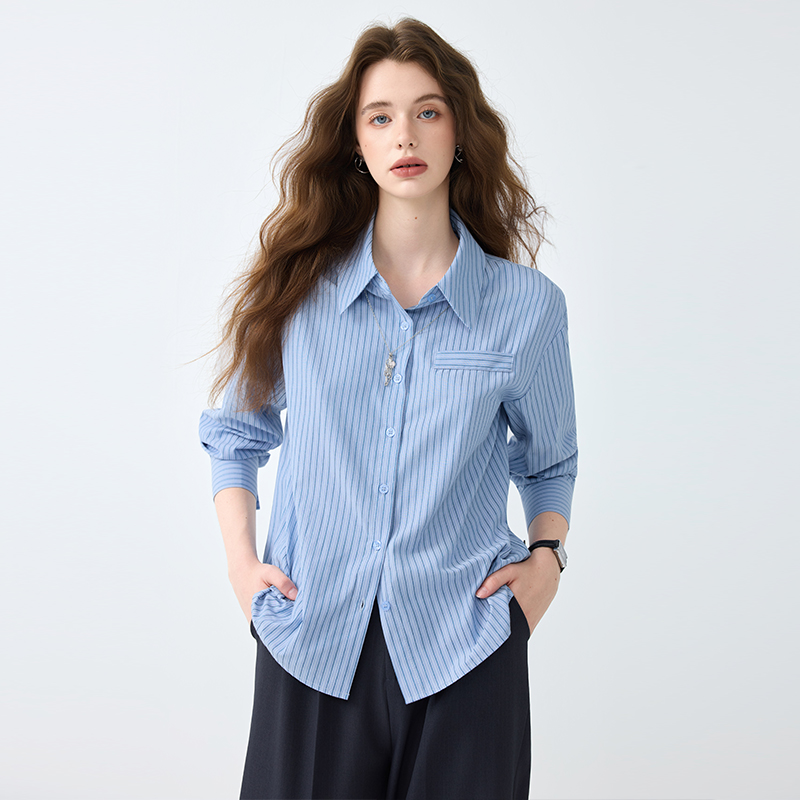 Spring and summer profession uniform blue shirt