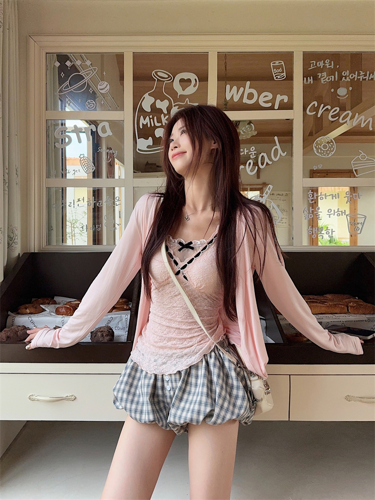 Pumpkin shorts all-match cardigan 3pcs set