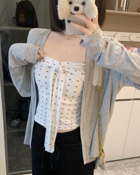 Wrapped chest autumn cardigan spicegirl tops 2pcs set