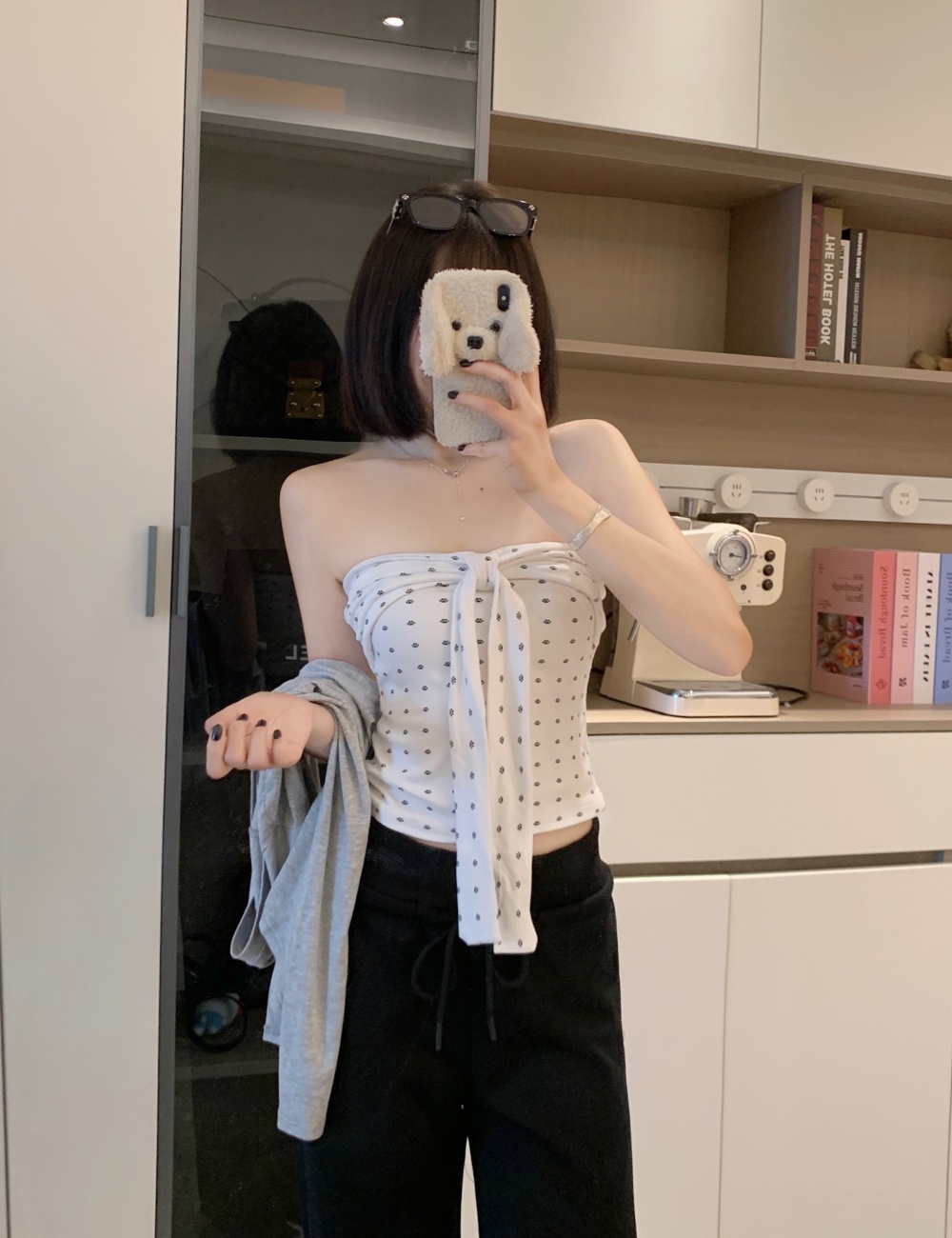 Wrapped chest autumn cardigan spicegirl tops 2pcs set