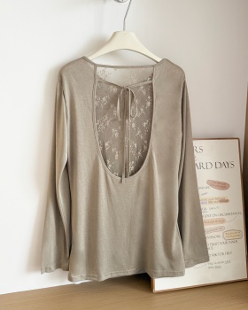 Hollow back long sleeve T-shirt slim summer tops