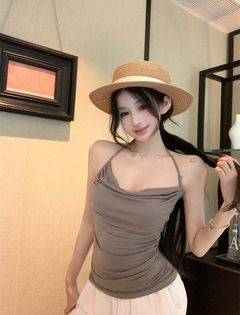Sling chest hypotenuse halter slim fold wrapped chest tops