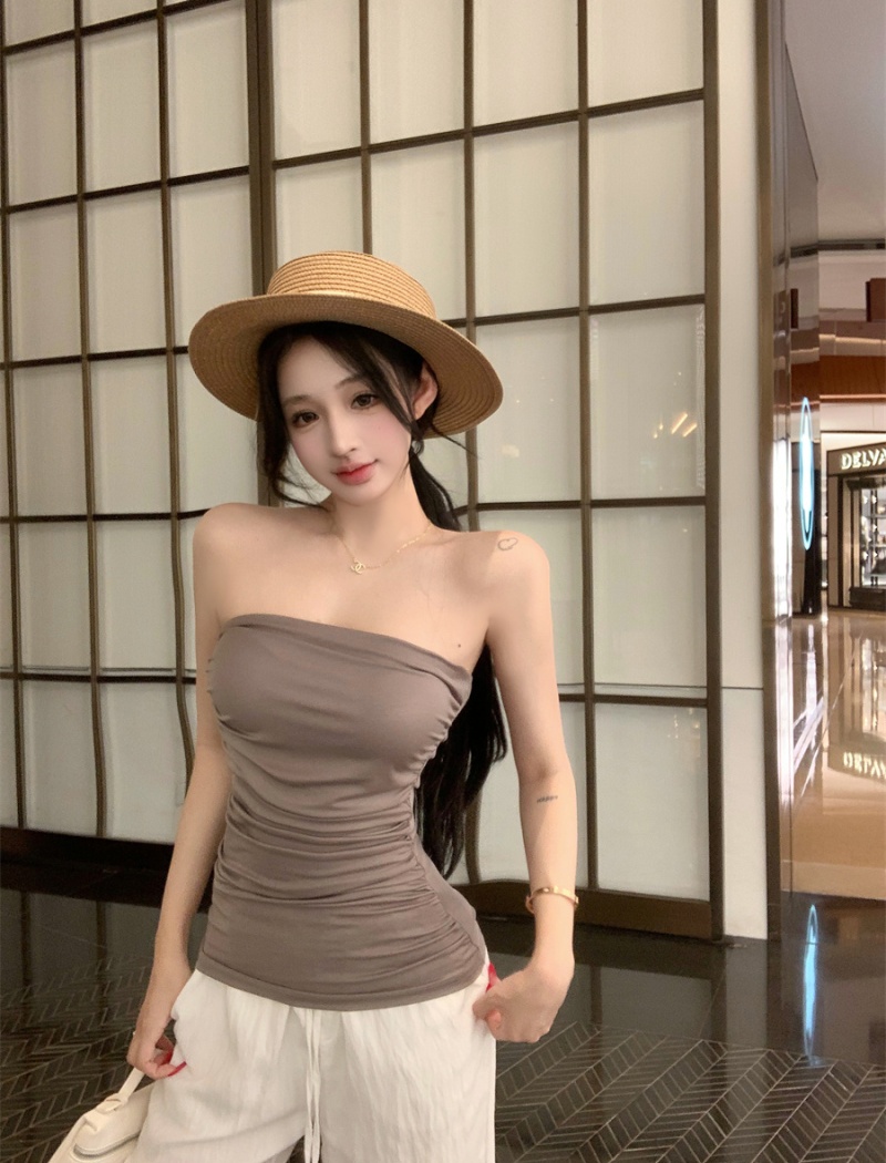 Sling chest hypotenuse halter slim fold wrapped chest tops