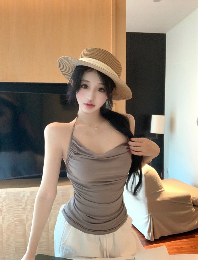 Sling chest hypotenuse halter slim fold wrapped chest tops