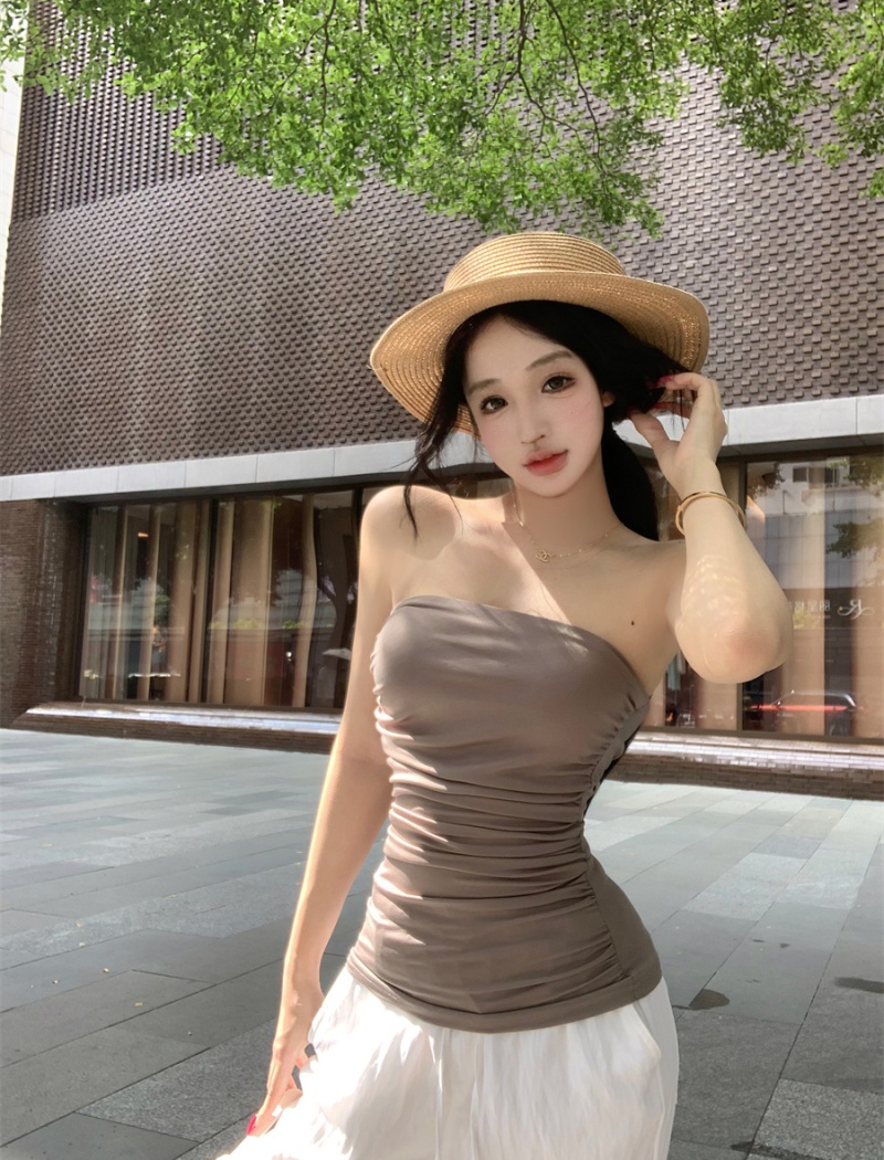 Sling chest hypotenuse halter slim fold wrapped chest tops