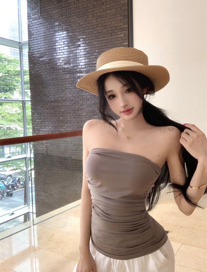 Sling chest hypotenuse halter slim fold wrapped chest tops