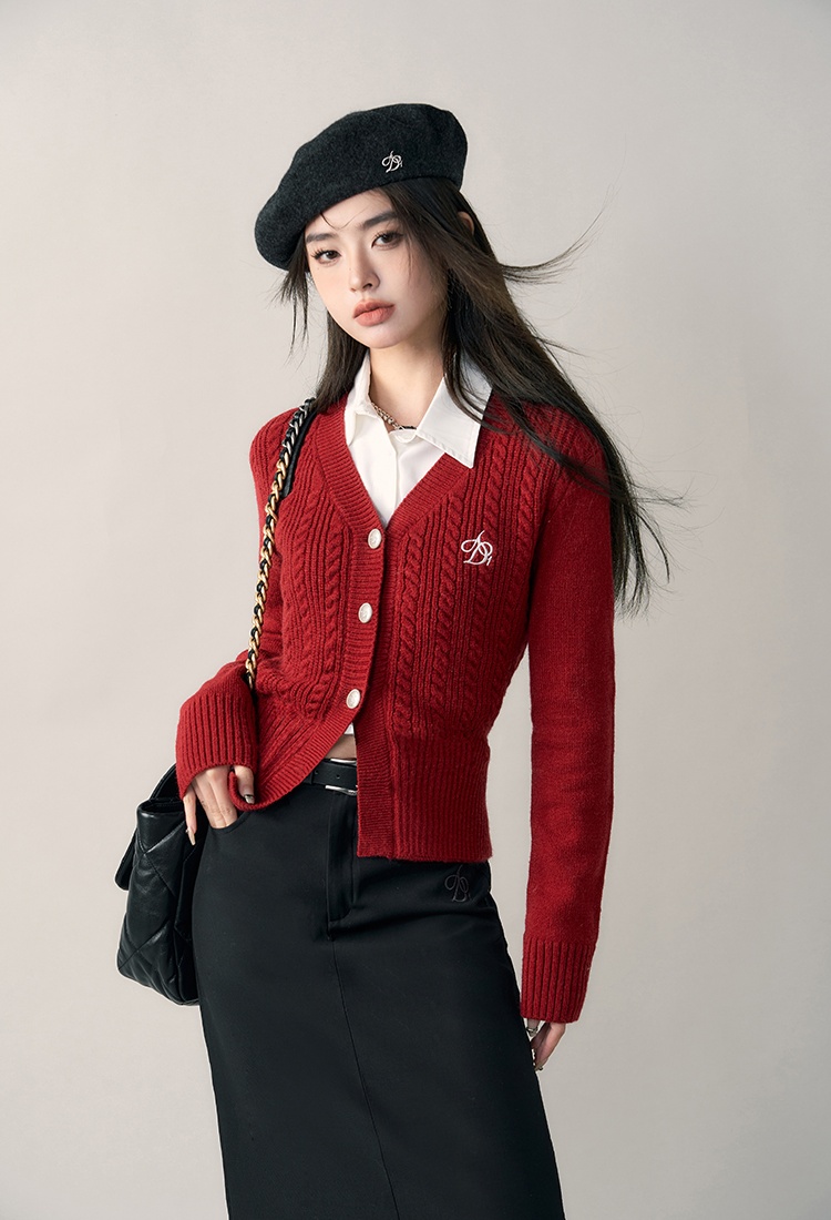 Inside the ride slim cardigan winter V-neck sweater