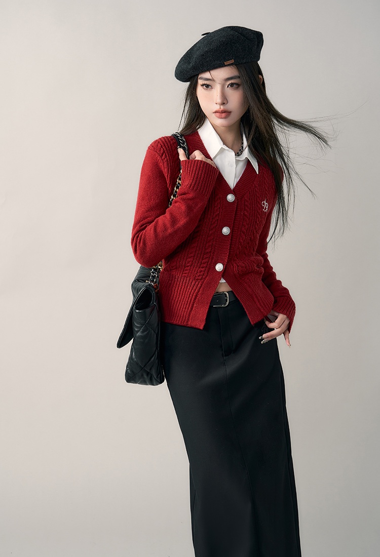 Inside the ride slim cardigan winter V-neck sweater