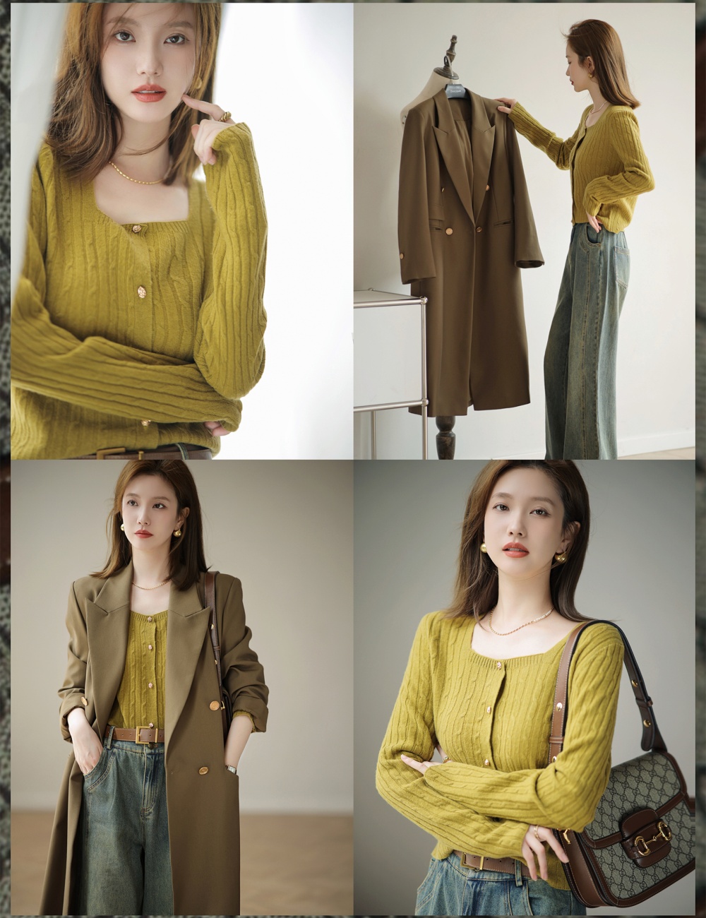 Autumn and winter tops chanelstyle cardigan for women