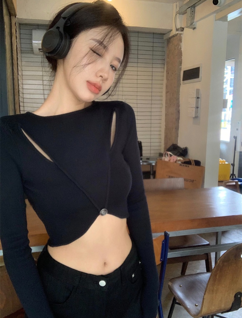 Hollow bottoming sweater spicegirl navel tops for women