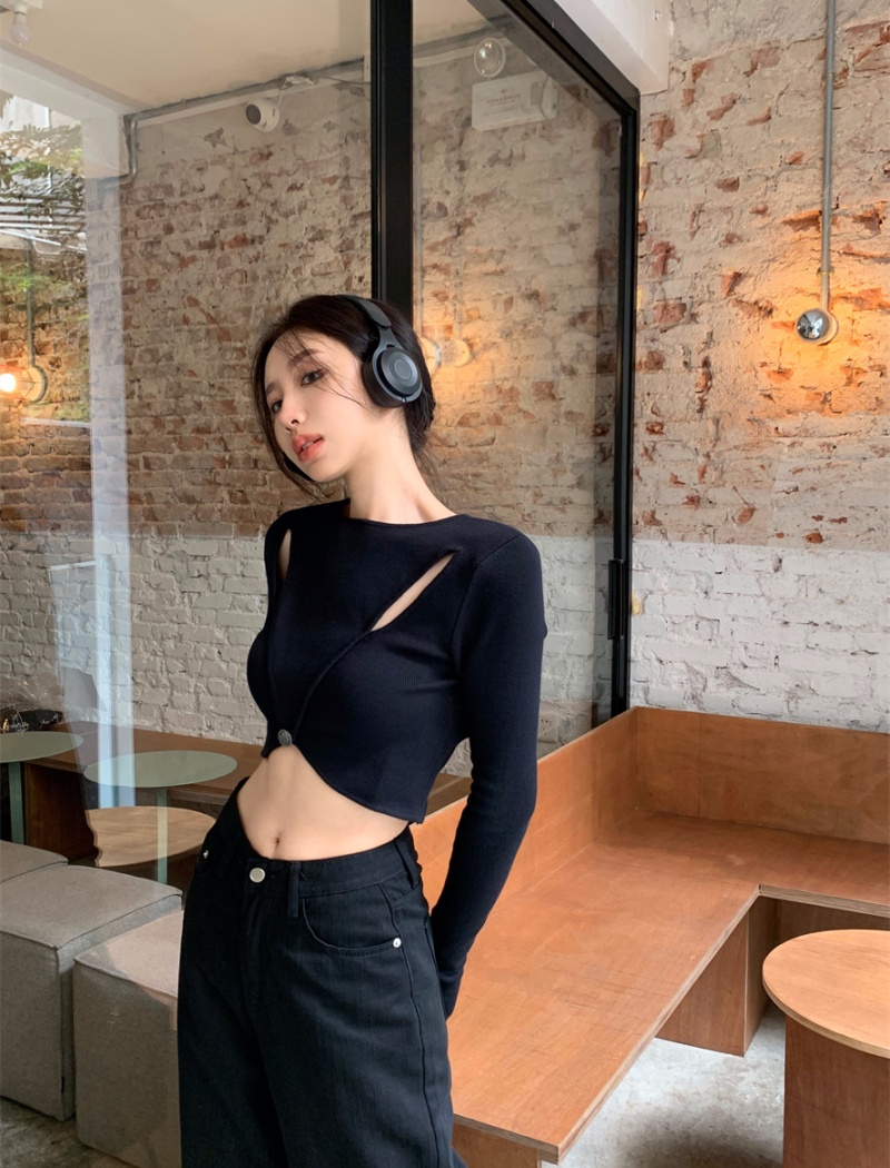 Hollow bottoming sweater spicegirl navel tops for women