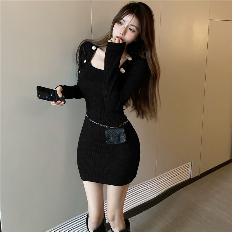 Thick retro bottoming package hip spicegirl dress for women