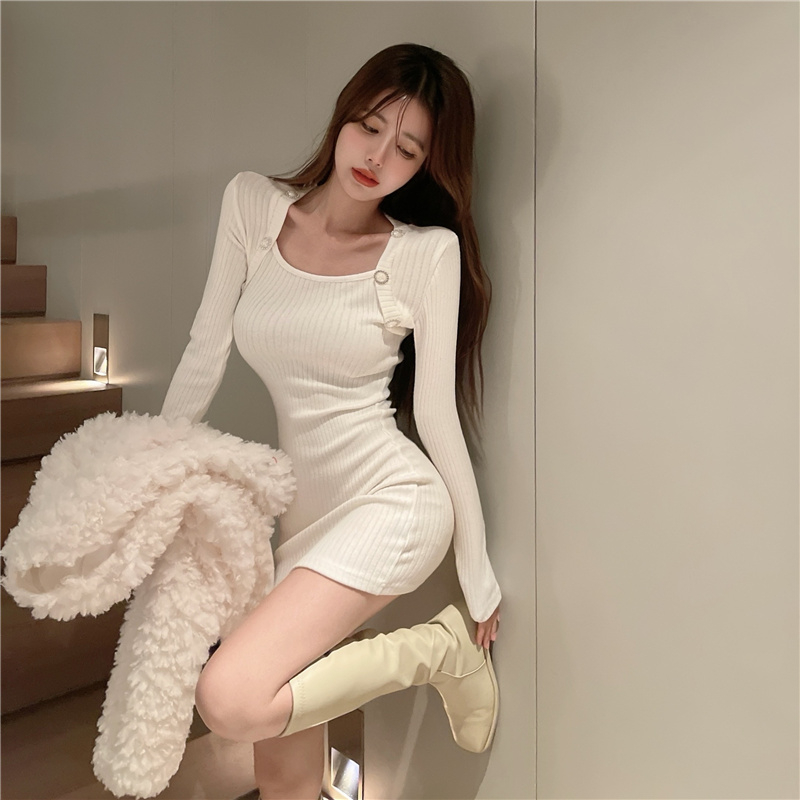Thick retro bottoming package hip spicegirl dress for women