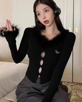 Niche unique elmo sweater embroidery short tops for women