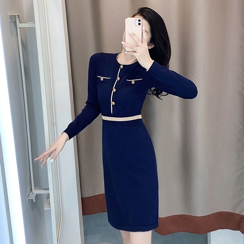 Knitted slim ladies autumn and winter dress