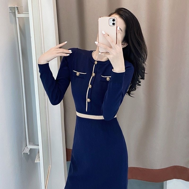 Knitted slim ladies autumn and winter dress