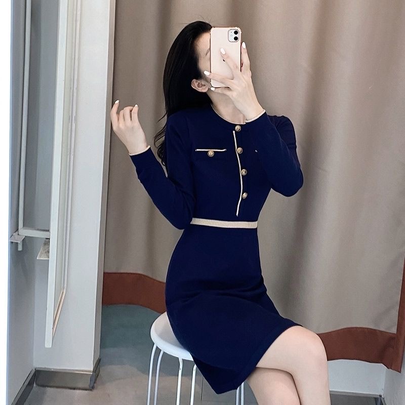 Knitted slim ladies autumn and winter dress