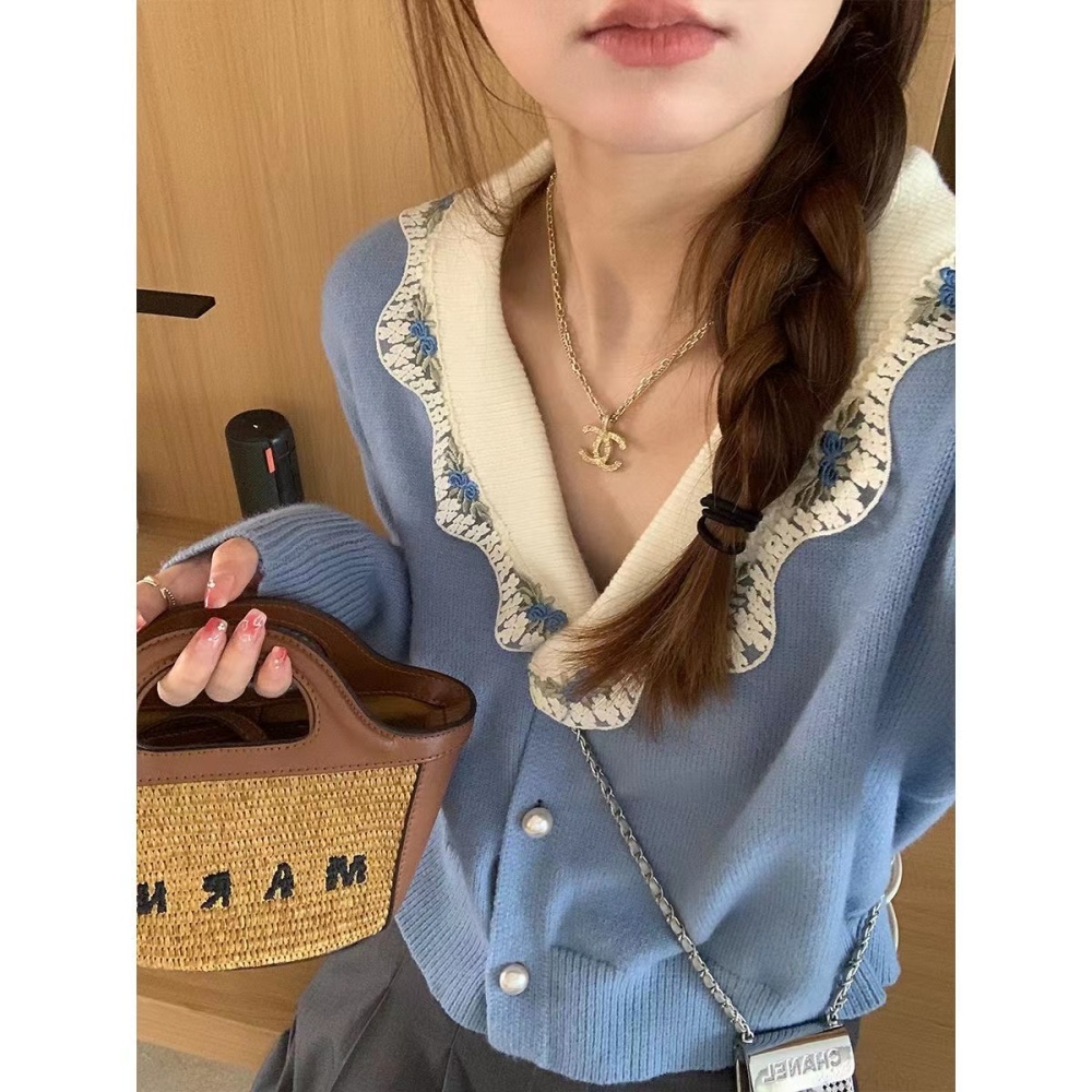 France style refinement tops lace cardigan for women