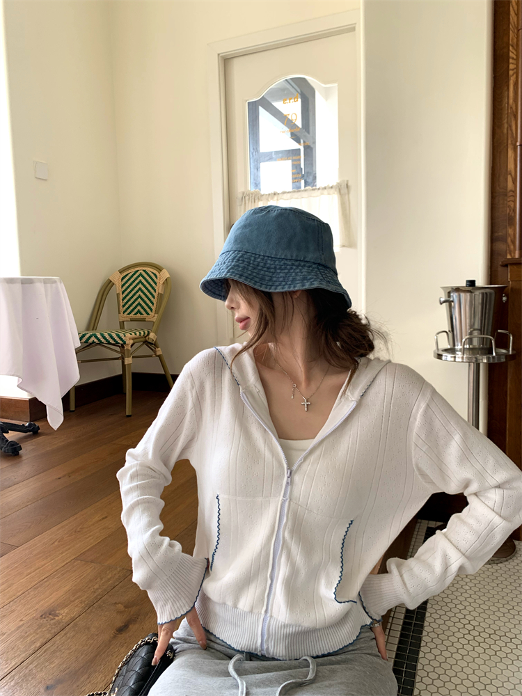 Show young slim thin coat zip summer hoodie for women