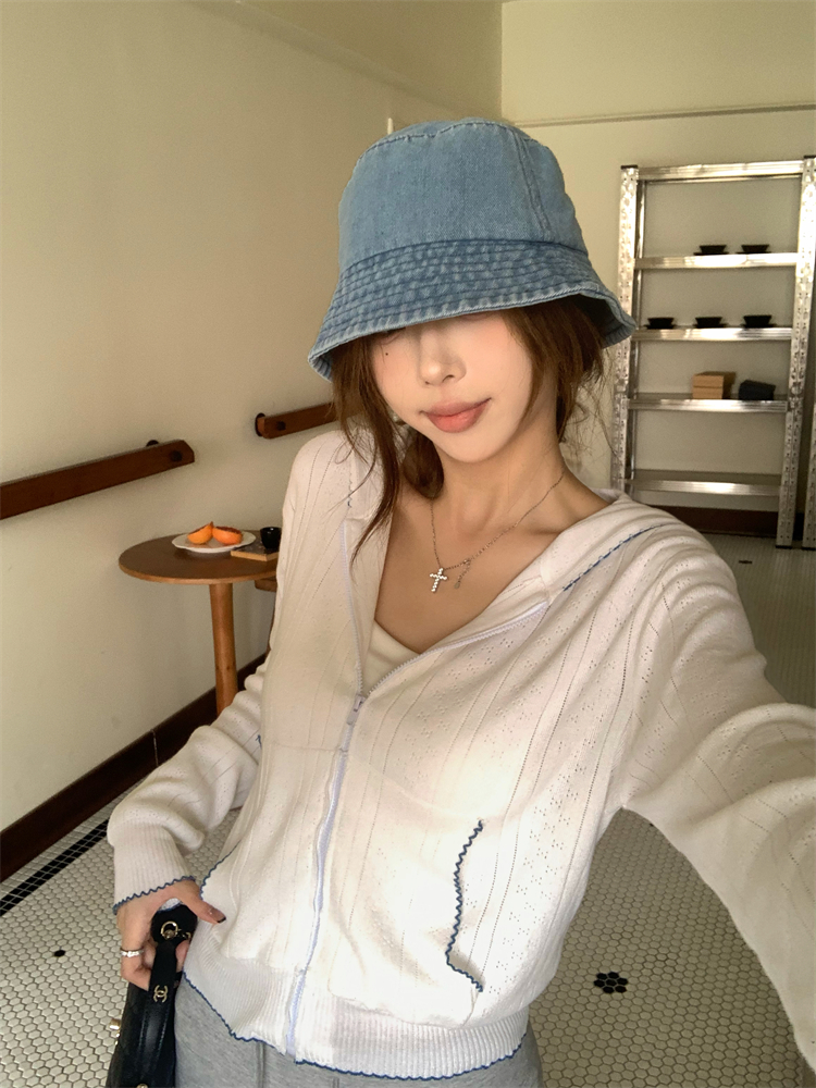 Show young slim thin coat zip summer hoodie for women