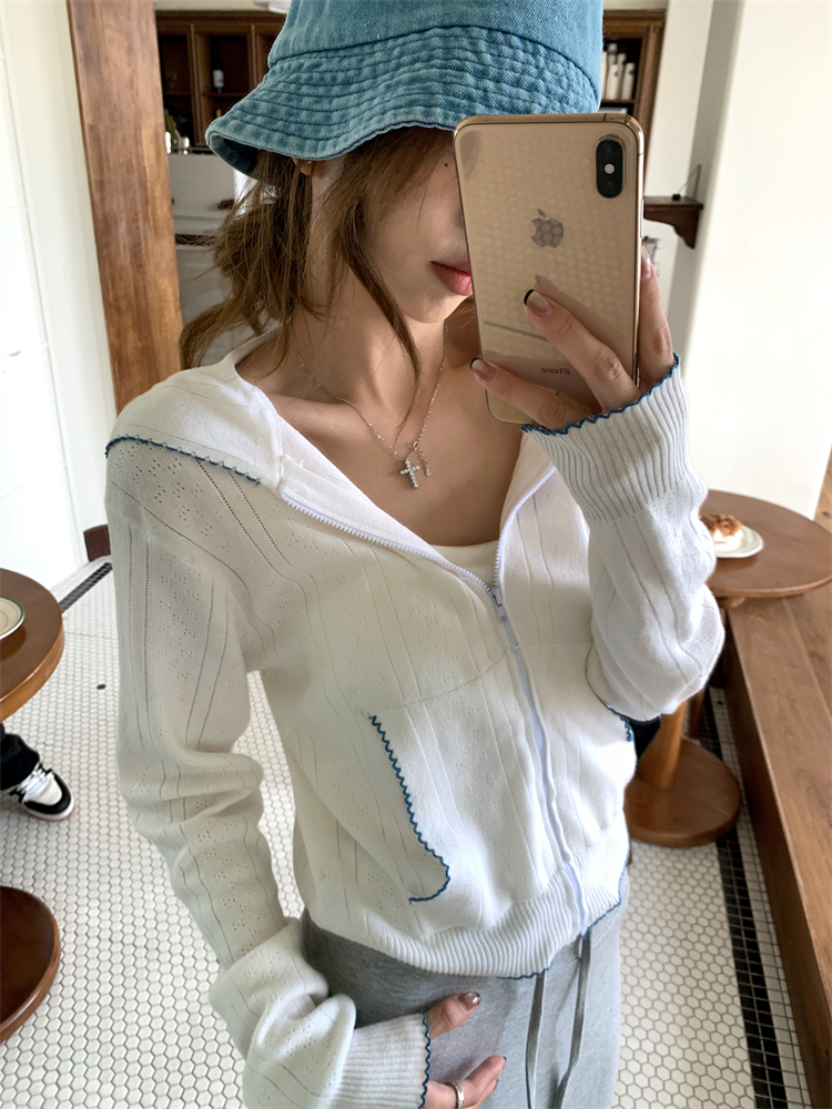 Show young slim thin coat zip summer hoodie for women