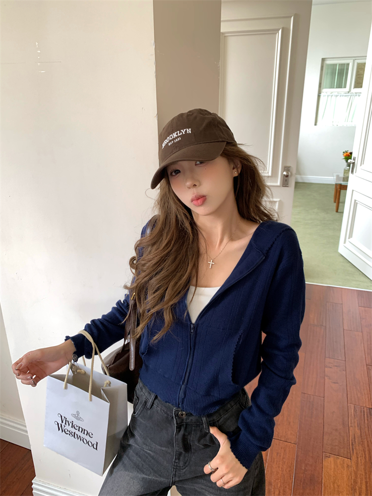 Show young slim thin coat zip summer hoodie for women