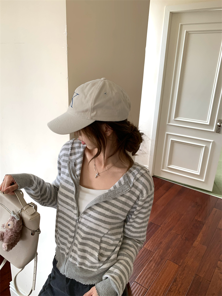 Show young slim thin coat zip summer hoodie for women