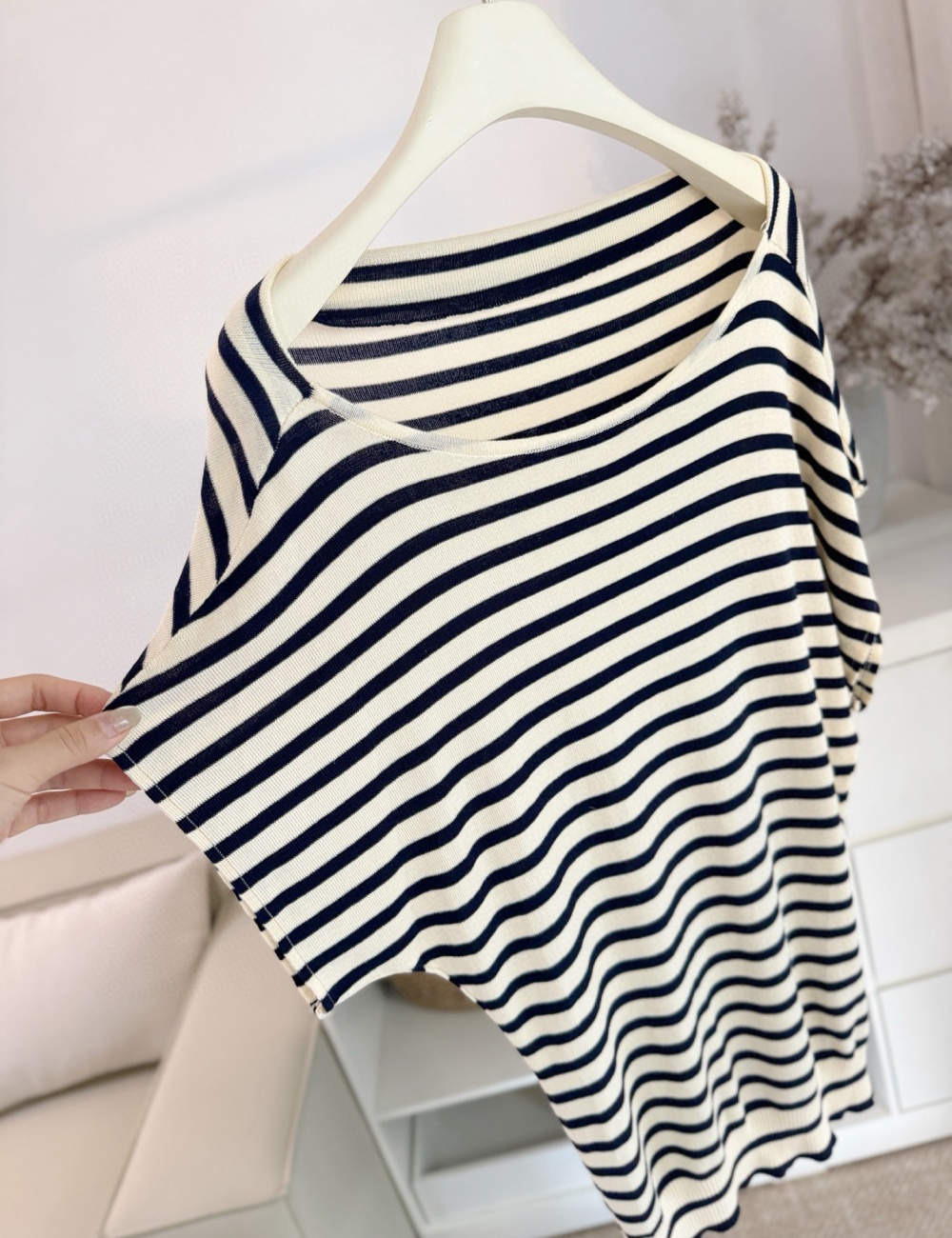 Loose Korean style lazy tops stripe all-match T-shirt
