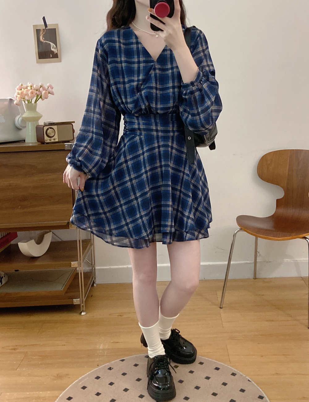 Slim long sleeve summer dress A-line large yard T-back