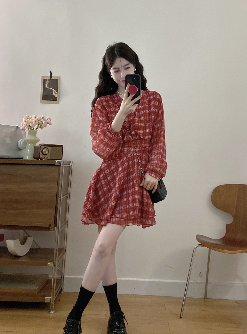 Slim long sleeve summer dress A-line large yard T-back