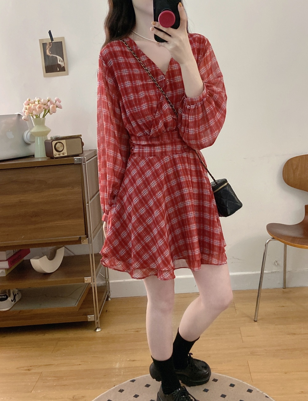 Slim long sleeve summer dress A-line large yard T-back