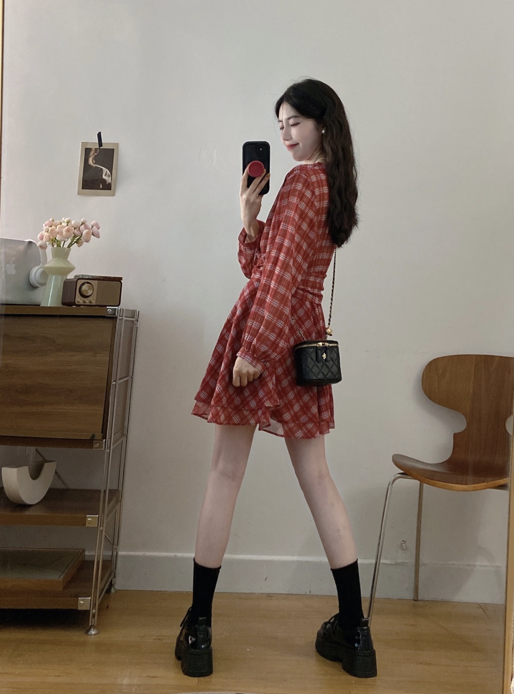 Slim long sleeve summer dress A-line large yard T-back