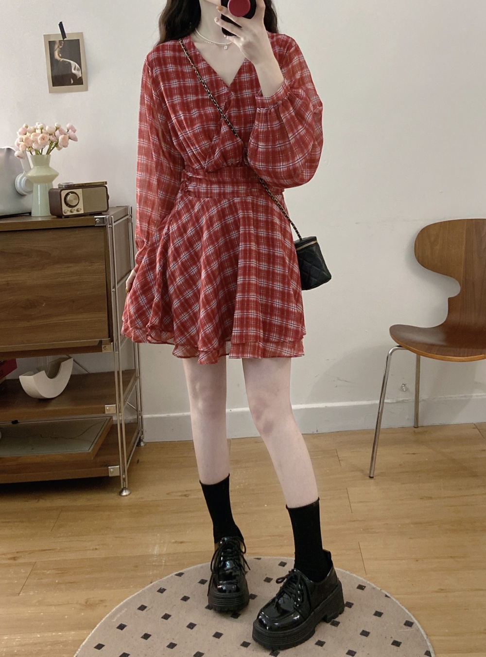 Slim long sleeve summer dress A-line large yard T-back