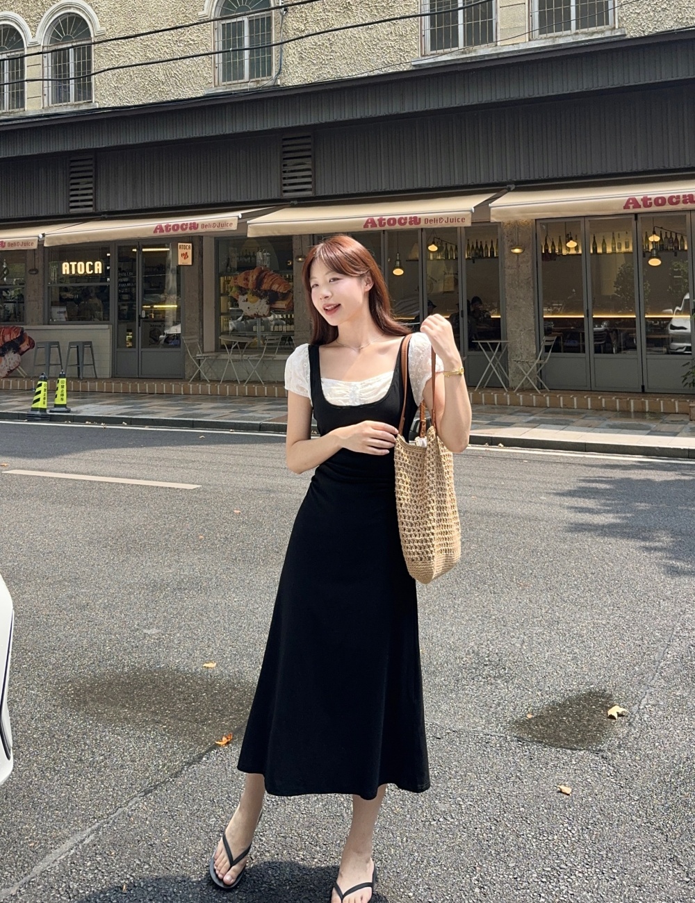 Splice slim pinched waist summer niche dress for women