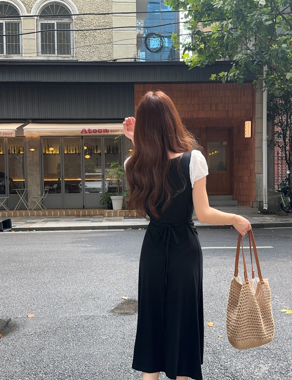 Splice slim pinched waist summer niche dress for women