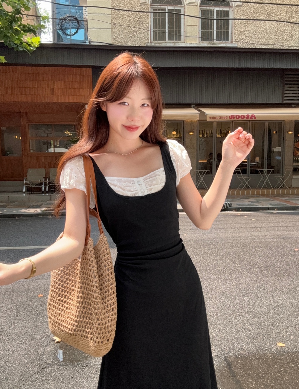 Splice slim pinched waist summer niche dress for women