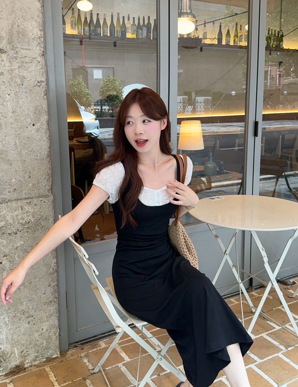Splice slim pinched waist summer niche dress for women