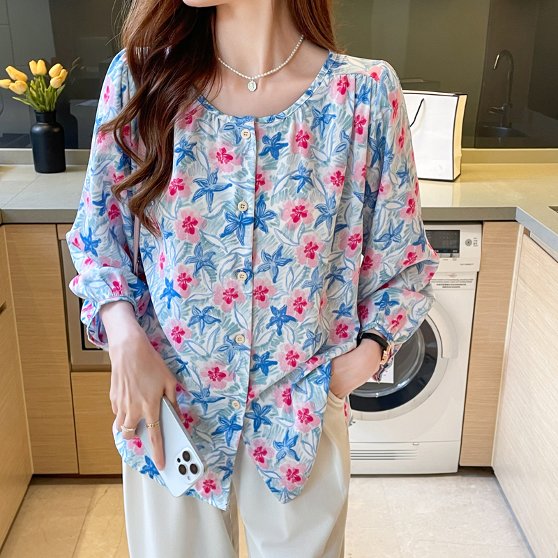Large yard loose small shirt printing long sleeve tops