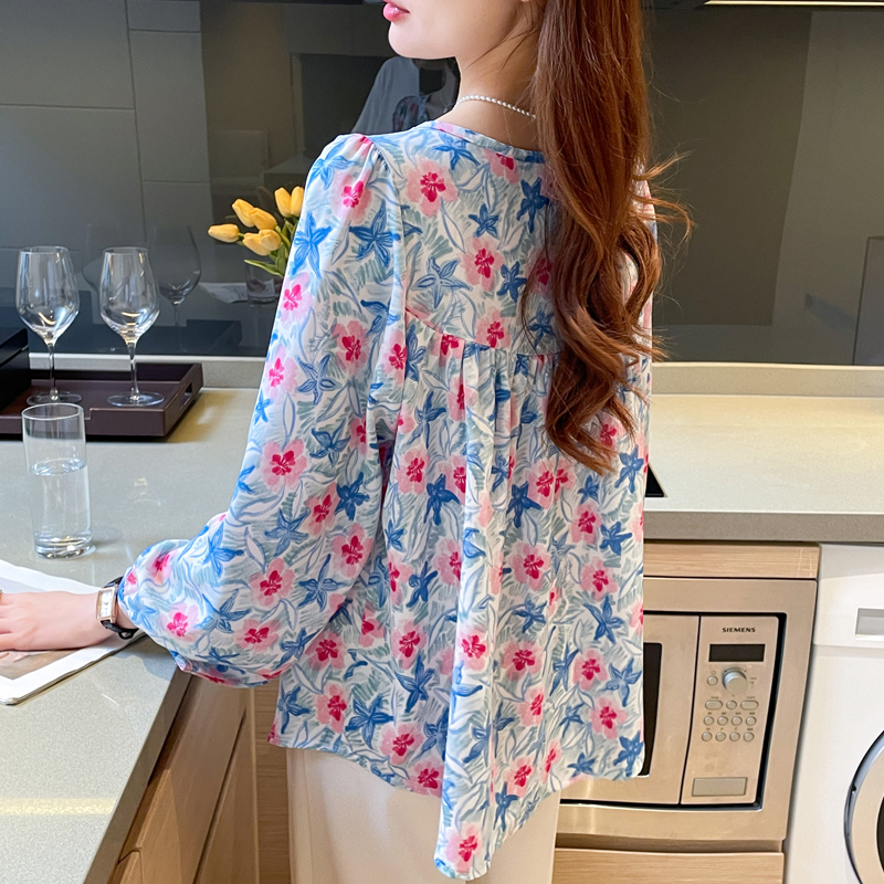 Large yard loose small shirt printing long sleeve tops