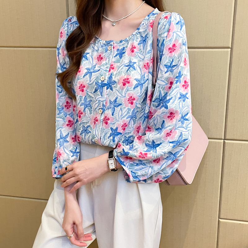Large yard loose small shirt printing long sleeve tops