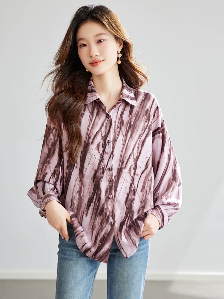 Printing all-match retro coat loose long sleeve tops