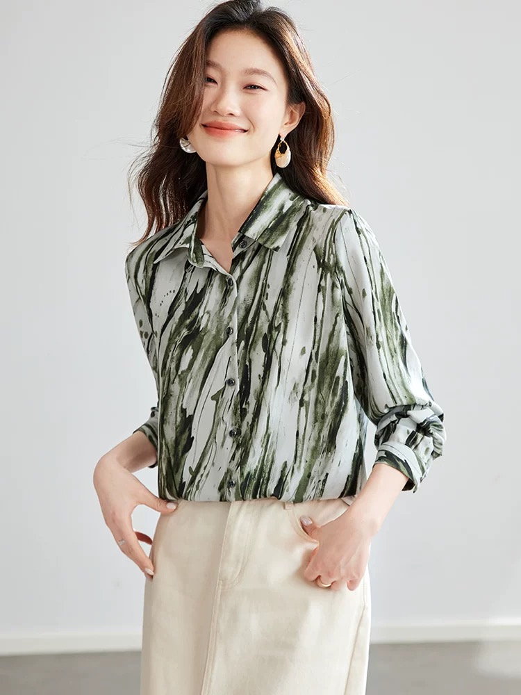Printing all-match retro coat loose long sleeve tops