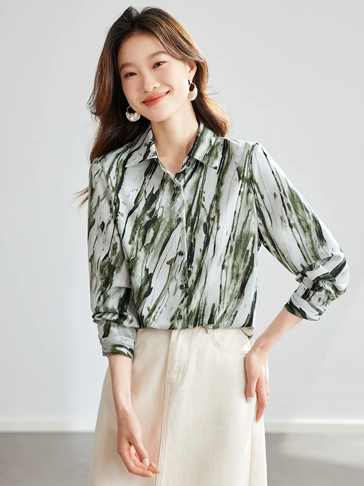 Printing all-match retro coat loose long sleeve tops