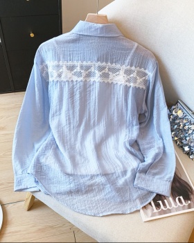 Autumn lace sling shirt lazy back splice coat 2pcs set