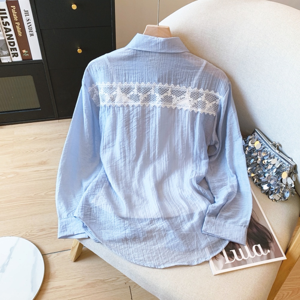 Autumn lace sling shirt lazy back splice coat 2pcs set