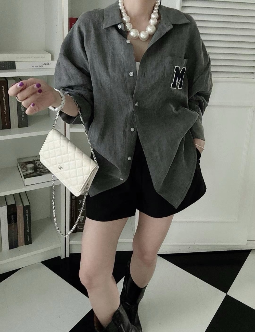 Korean style letters loose patch temperament shirt