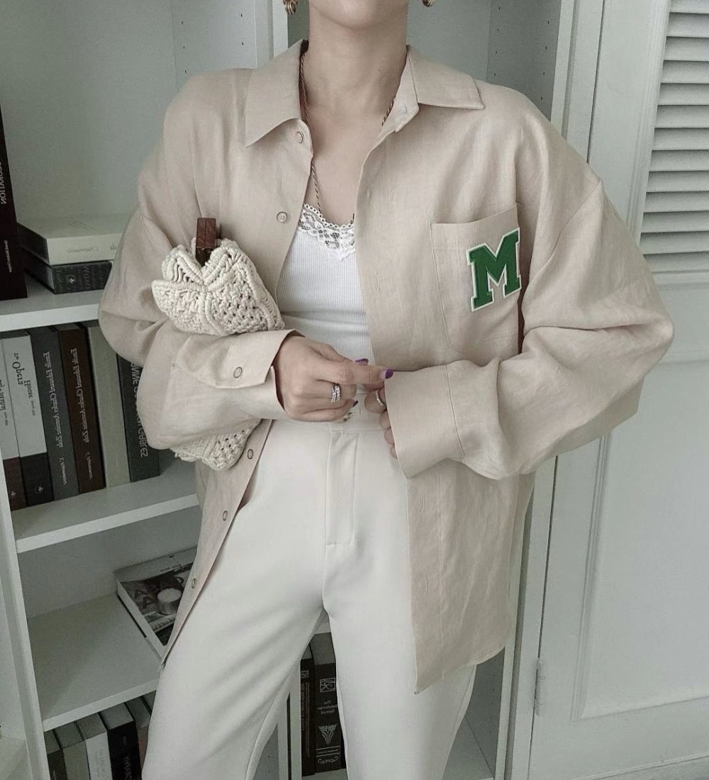 Korean style letters loose patch temperament shirt